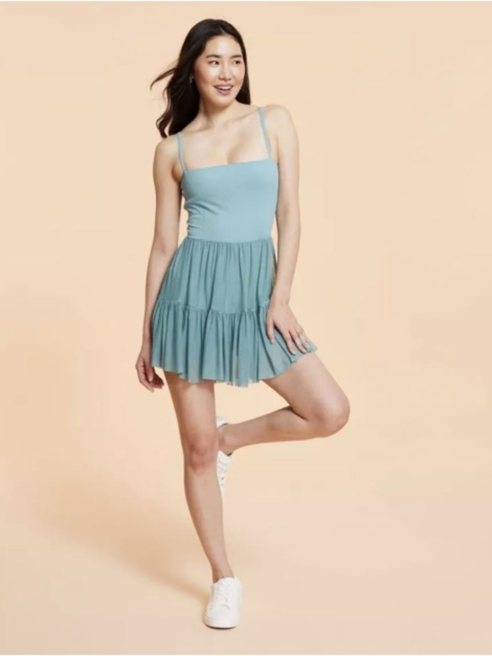 Blogilates Ballerina Active Dress Teal Balletcore Built In Shorts Pocket Size XS
